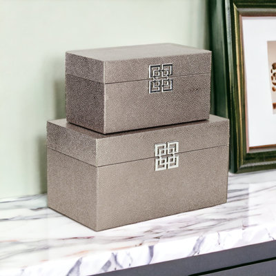 Genni 2 Piece Faux Leather Decorative Box Set