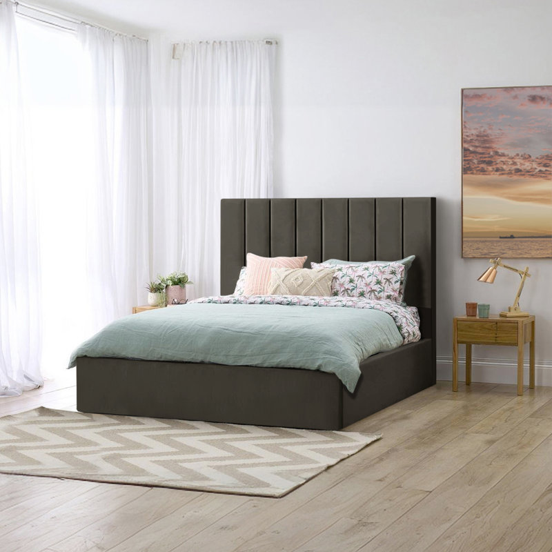 Mahida Upholstered Storage Bed, Super King (6'), Asphalt