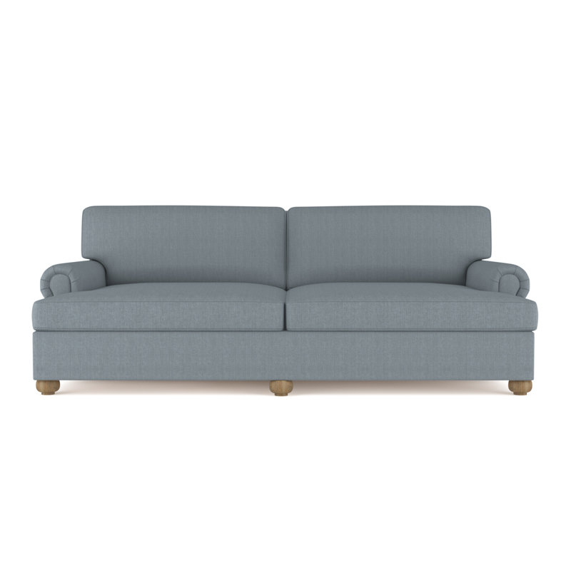 Leroy Rolled Panel-Arm Daybed with Bun Feet, Plush Velvet Silver Streak, Weathered