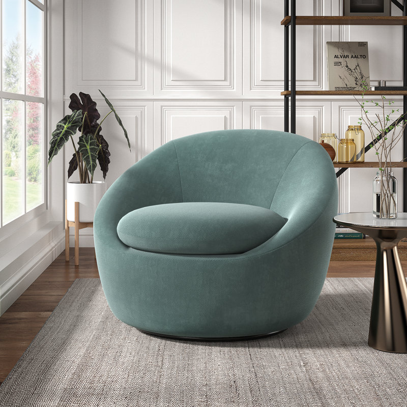 Fauteuil d'appoint pivotant en chenille Norell, Bleu