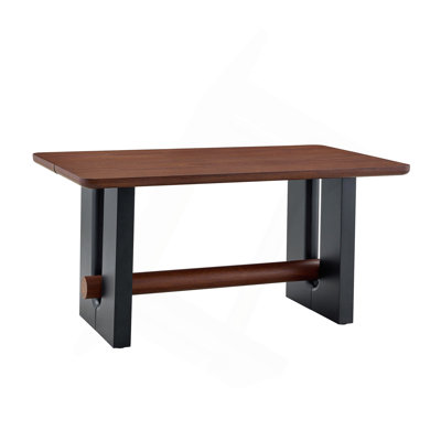 All-MDF Walnut & Black Dining Table, Modern Compact Kitchen Table for Small Spaces, Sturdy Home/Apartment Dining Room Furniture with Sleek Two-Tone Fi