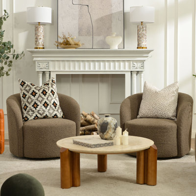 Fauteuil demi-tonneau pivotant de 34 po de large Adamstown Cleaven (ensemble de 2)