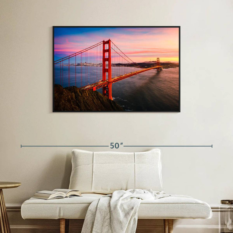 Golden Gate, Cadre flottant noir, 40 po x 27 po