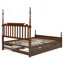 Grand lit plateforme avec lit gigogne simple TG, tiroirs de rangement et tête de lit à broche-635672134