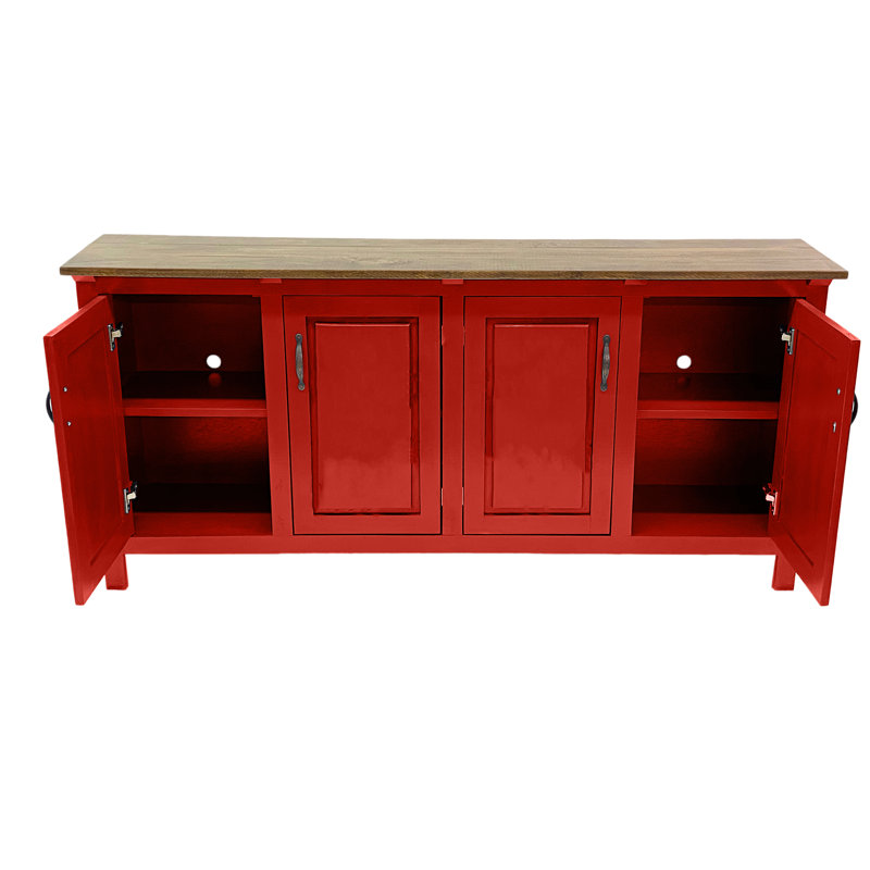 Modern Solid Wood Sideboard Buffet, Persimmon Red, 35" H x 70" W x 18" D