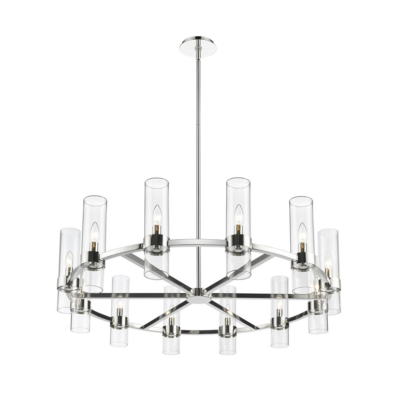 Fouges 12 - Light Dimmable Wagon Wheel Chandelier, Rubbed Brass
