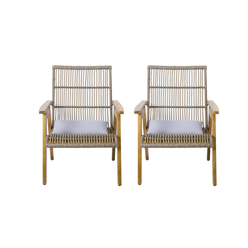 Fauteuils club en osier avec coussins Coastal