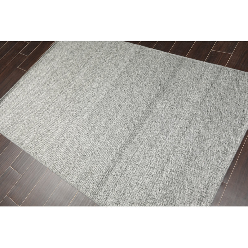 Tapis décoratif gris en laine tissé à la main isahag, Rectangle 4 pi x 6 pi