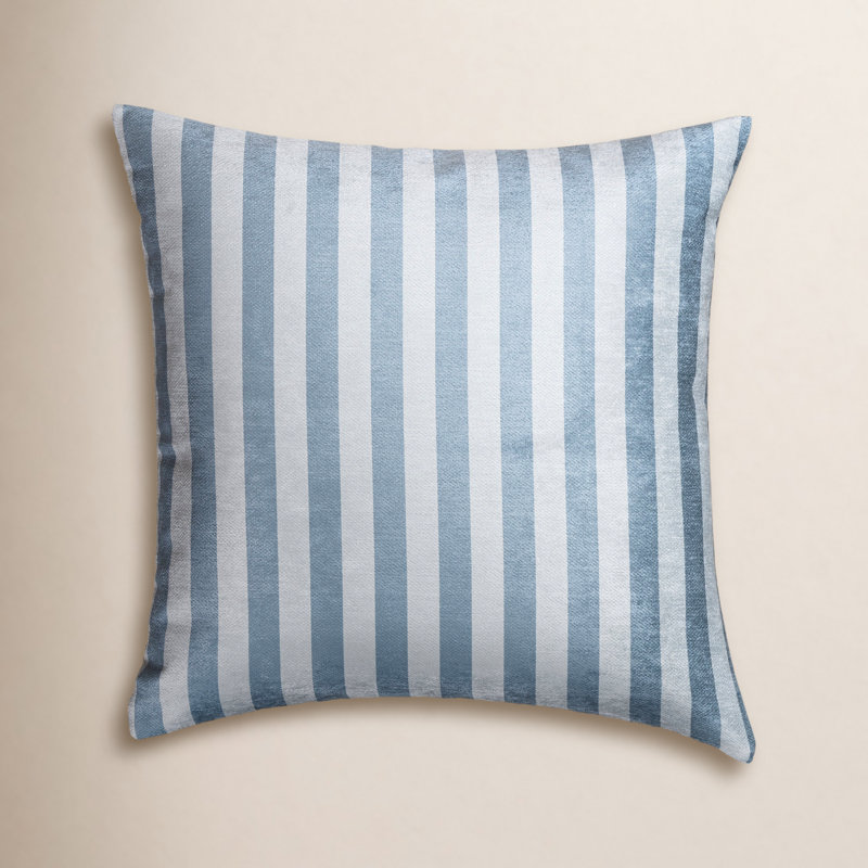 Coussin Birch Lane, Polyester, Rayures bleues, Carré 20 po