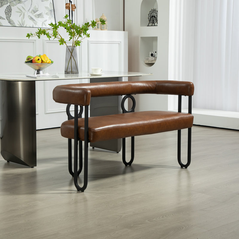 Causeuse moderne avec accoudoirs et pieds en métal, Marron clair