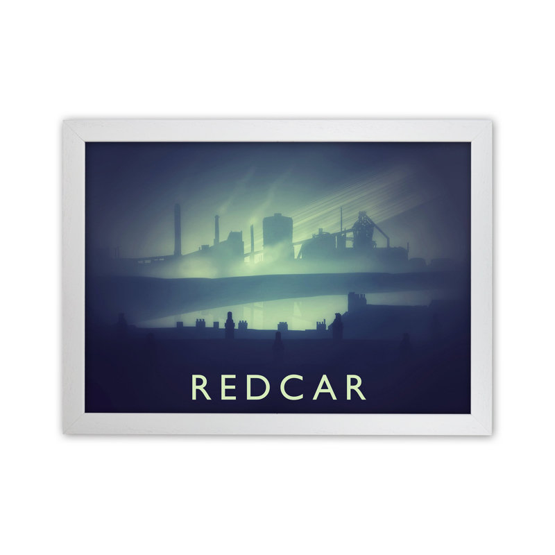Redcar (Night) by Richard O'Neill - Print, 46cm H x 63cm W x 3cm D, White Framed