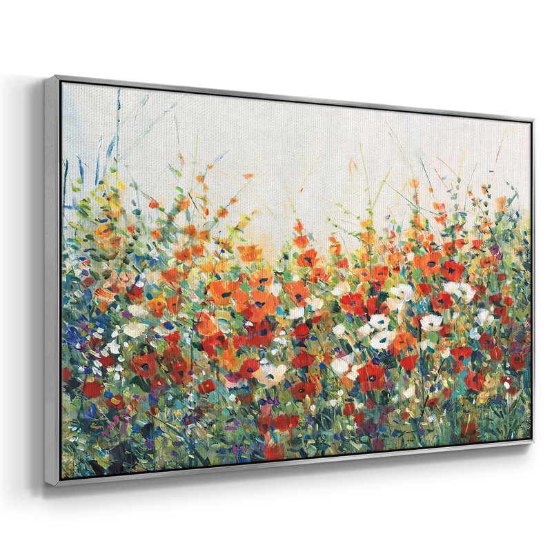 «Garden in Bloom I», reproduction d'art sur toile, H 25 po x l 37 po x P 2 po, Encadrement argenté