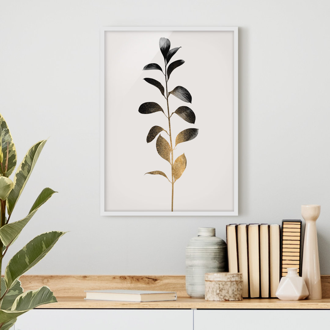 Gerahmter Grafikdruck, Plant World – Gold und Grau