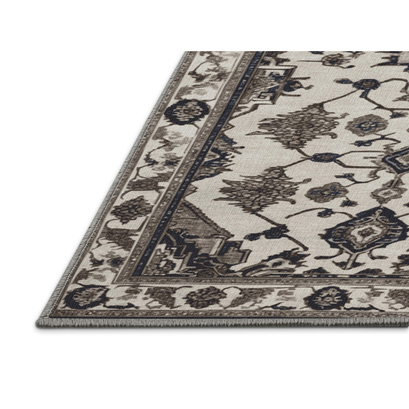 Tapis persan gris lavable à la machine, Rectangulaire 2 pi x 3 pi