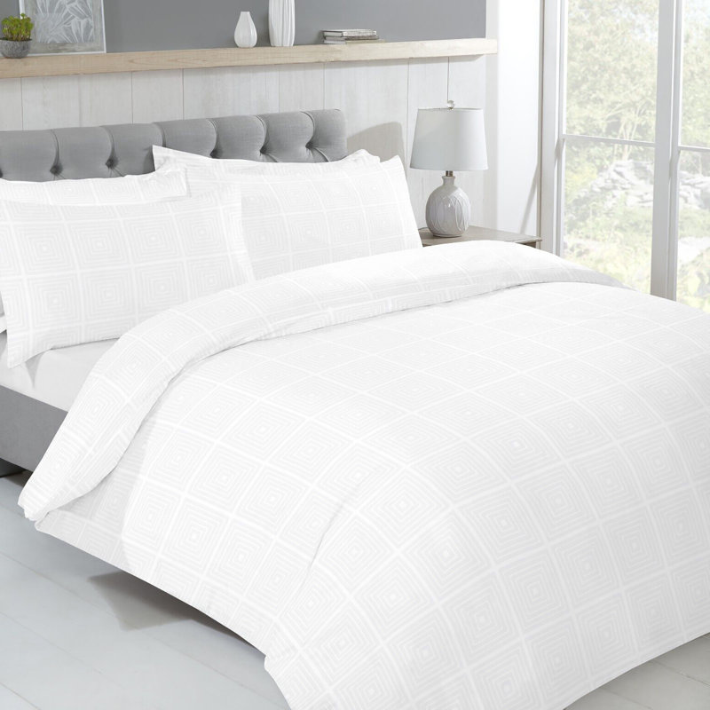 Solid Colour Duvet Cover Set with Pillowcases, Kingsize - 2 Standard Pillowcases