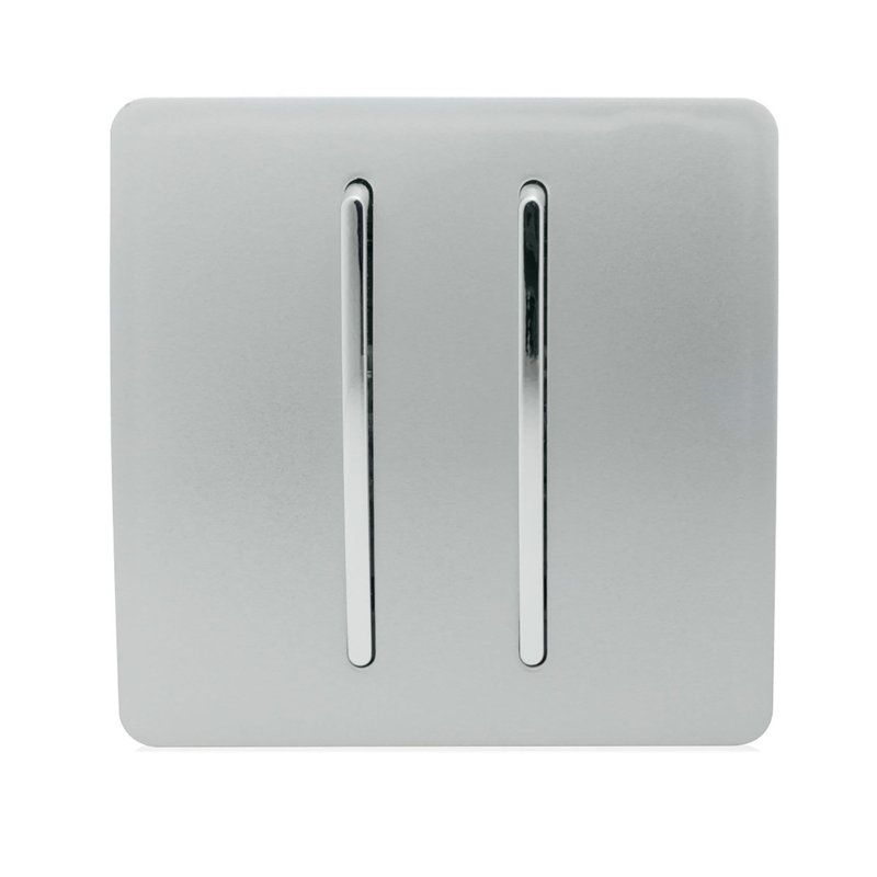 Trendi Switch 2 Gang 1 or 2 way Rocker Light Switch, Silver