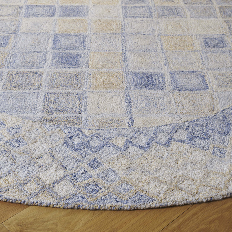 Tapis à motif géométrique abstrait touffeté à la main Shelana, Rond 6 pi