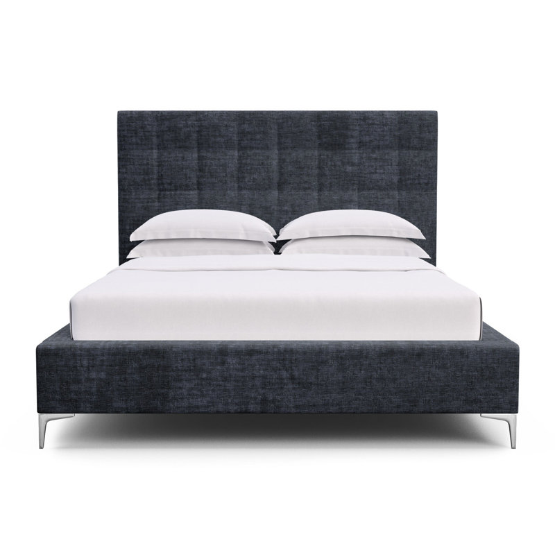 Bryant Upholstered Bed, Plush Velvet Haze, Queen, Ebony