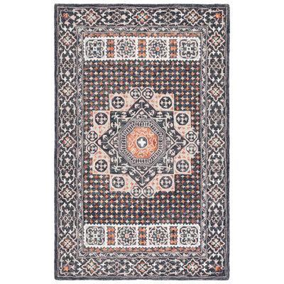 Hand Tufted Wool/Cotton Oriental Rug in Black/Rust