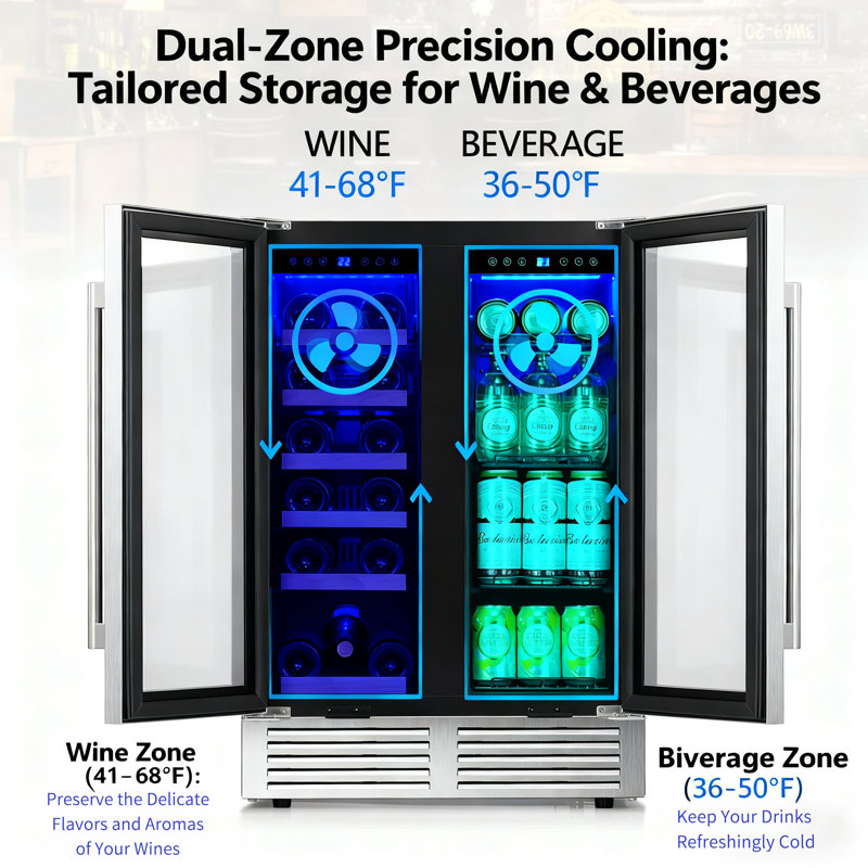 HAVATO Dual Zone 23.4'' 39 Bottle Wine & Beverage Refrigerator