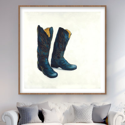 Leather Cowboy Boots - Western Shoes Matted Print for Decor