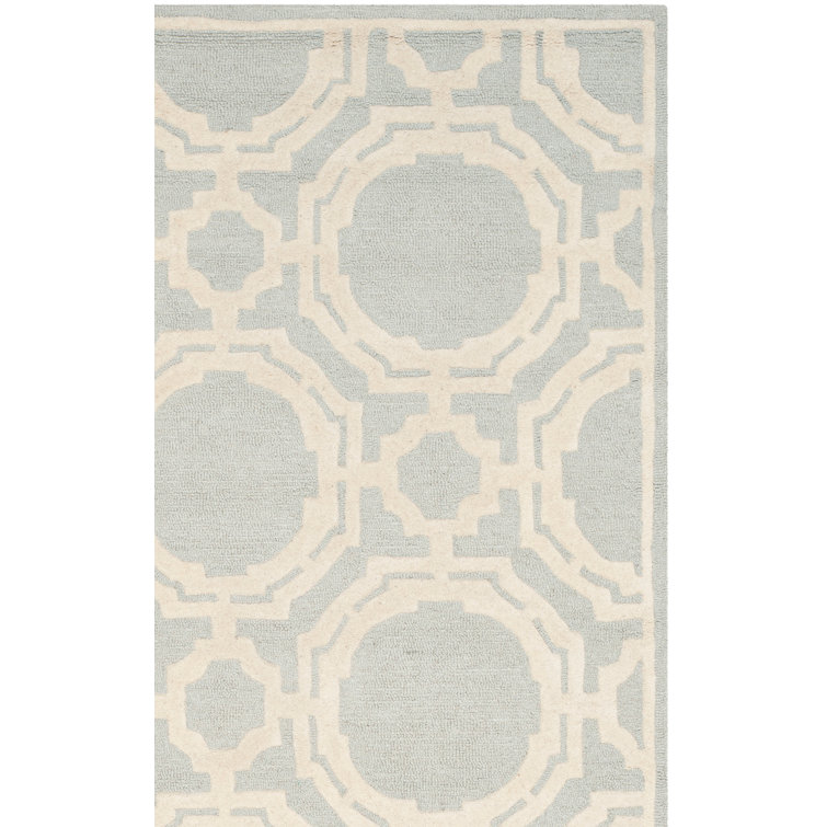 Tapis gris / ivoire en laine touffeté à la main Deedgra