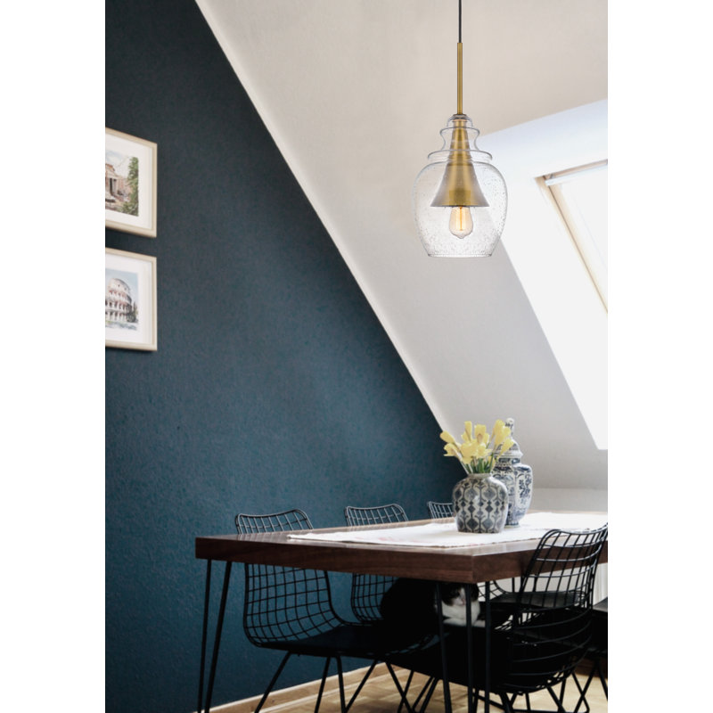 1 - Light Antique Brass Shaded Pendant