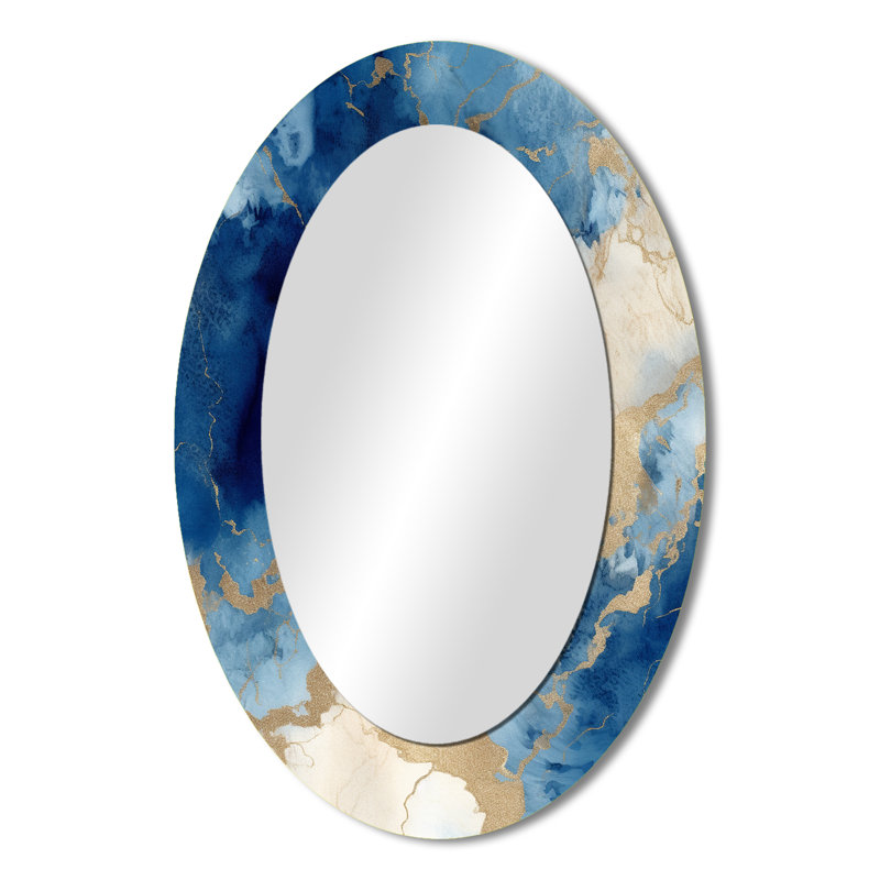 Miroir mural bleu et doré, 36 po x 24 po