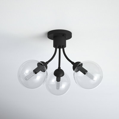Brewer 3 Light Glass Semi Flush Mount
