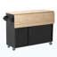 Îlot de cuisine cannelé de 51 po avec abattant, îlot de cuisine Farmhouse sur roulettes avec support de rangement interne, chariot de cuisine roulant avec porte-serviettes pour la cuisine, la salle à manger, le frêne noir-559067876