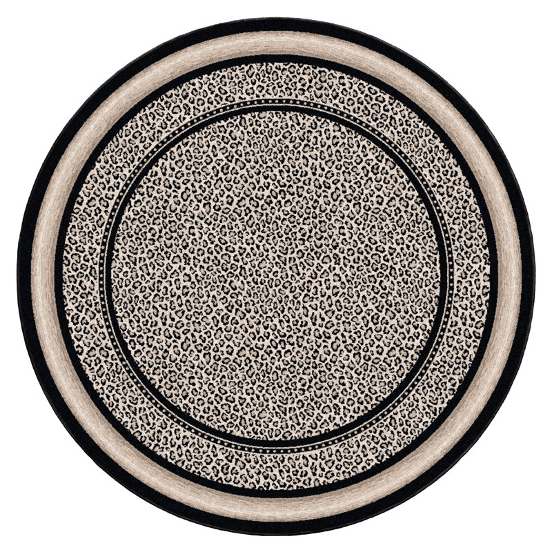 Tapis zambien à imprimé animal zambien, Rond 7 pi 7 po