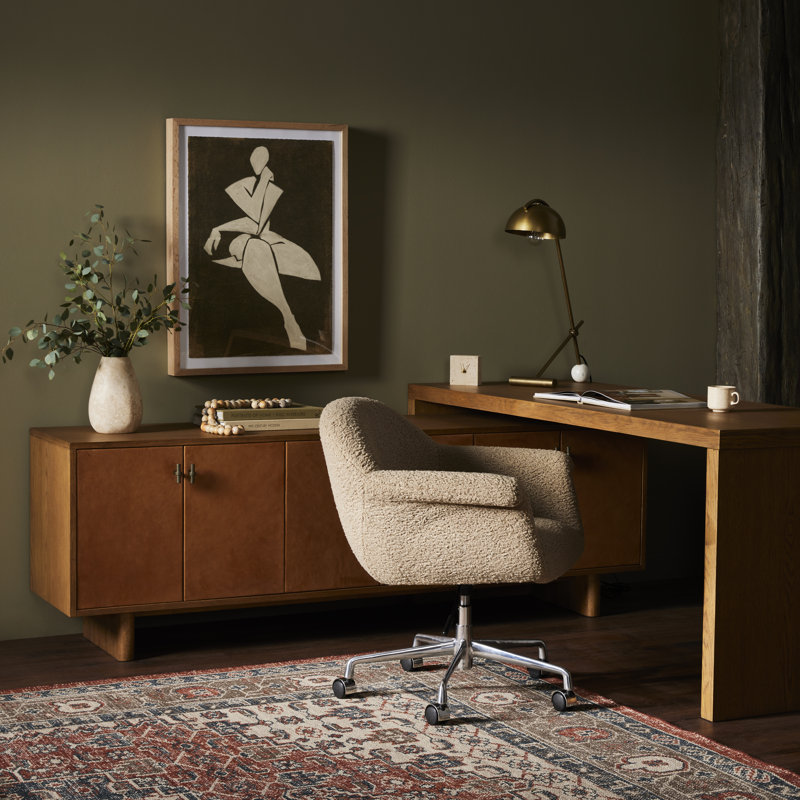 Posada Solid Wood Modular L-Shaped Executive Desk, Amber Oak