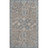 Wren Hand Tufted Wool Floral/Oriental Area Rug in Timber/Beige/Blue