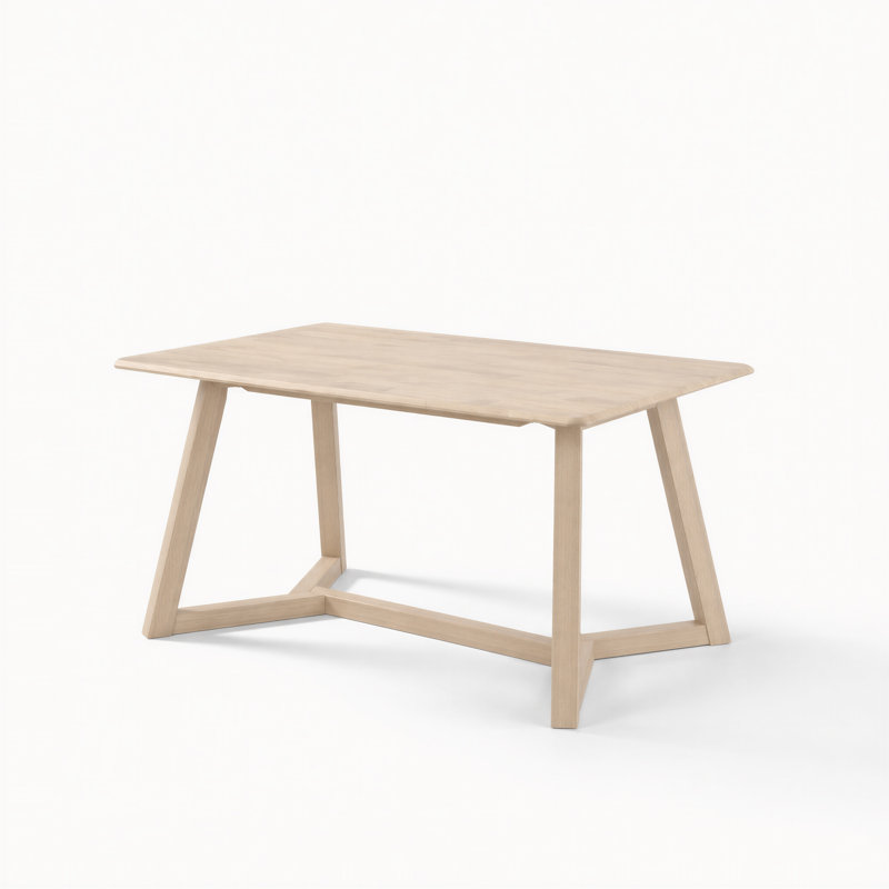 Lullyworth Rectangular Rubberwood 6 Seater Dining Table - Scandi Inspired Style , Oak/White
