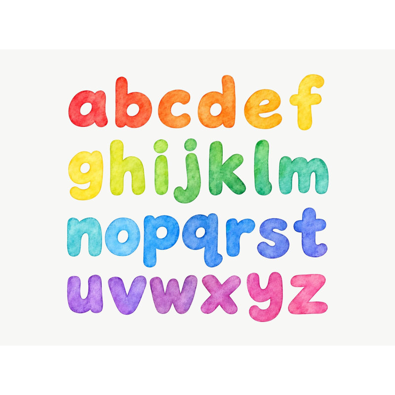 Rainbow Lowercase Alphabet Wall Decals, Set of 26 Educational Peel and Stick Wall Stickers, Classroom Playroom Decor, Kids Learning Wall Art, 20"W x 20"H (50 x 50 cm)