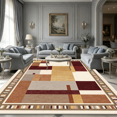 Tapis bourgogne dorés abstraits pour le salon, doux et confortable, convient à toutes les saisons, facile à entretenir, tapis de sol intérieur lavable à la machine, sous la table de ferme convenant à la chambre à coucher, à la salle à manger, au bureau, au patio, au balcon, à la décoration intérieure