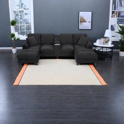 Spacious Corduroy Sectionals With Storage And Usb Ports For Modern Living Rooms
