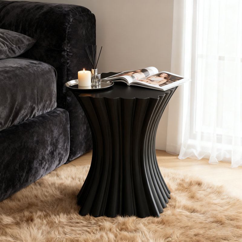 Table d'appoint d'extérieur, table de bout Wave Design, table d'appoint décorative, tabouret de jardin en béton léger pour patio