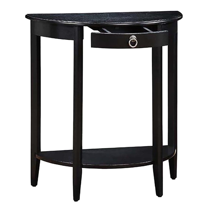Console noire avec tablette inférieure - forme demi-lune pour l'organisation du salon