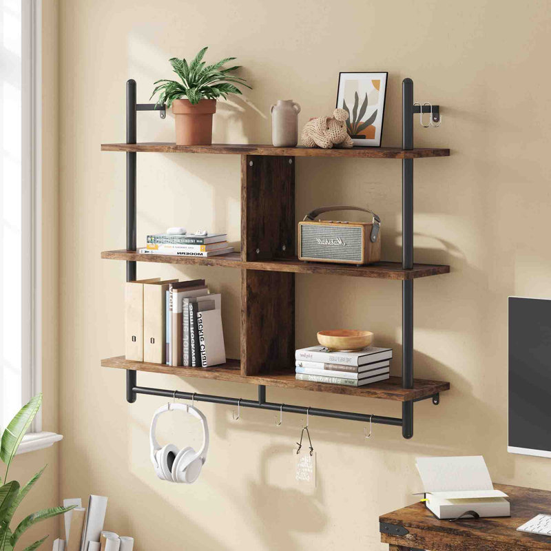 3 Piece Wood Tiered Shelf, Rustic Brown