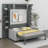 Annaleise Queen Size Murphy Bed With Upholstered Sofa, Shelves-163172857