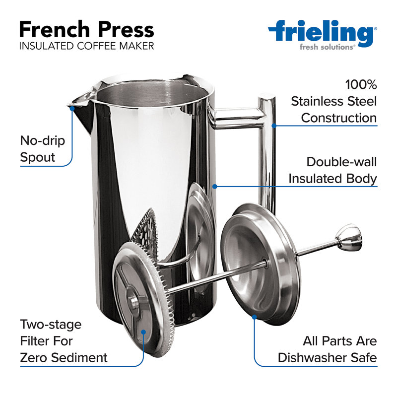 Frieling Polished Stainless Steel French Press, 23 oz.