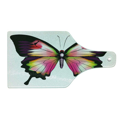 Ambesonne Swallowtail Tempered Glass Cutting Board Lively Insect Multicolor