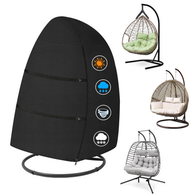 Egg Chair Cover - Double Seat Hanging Egg Chair Cover, Waterproof Outdoor Hanging Chair Covers, 600D Heavy Duty Covers for Patio Wicker Swing Chairs, 66 x 43 x 68 Inch