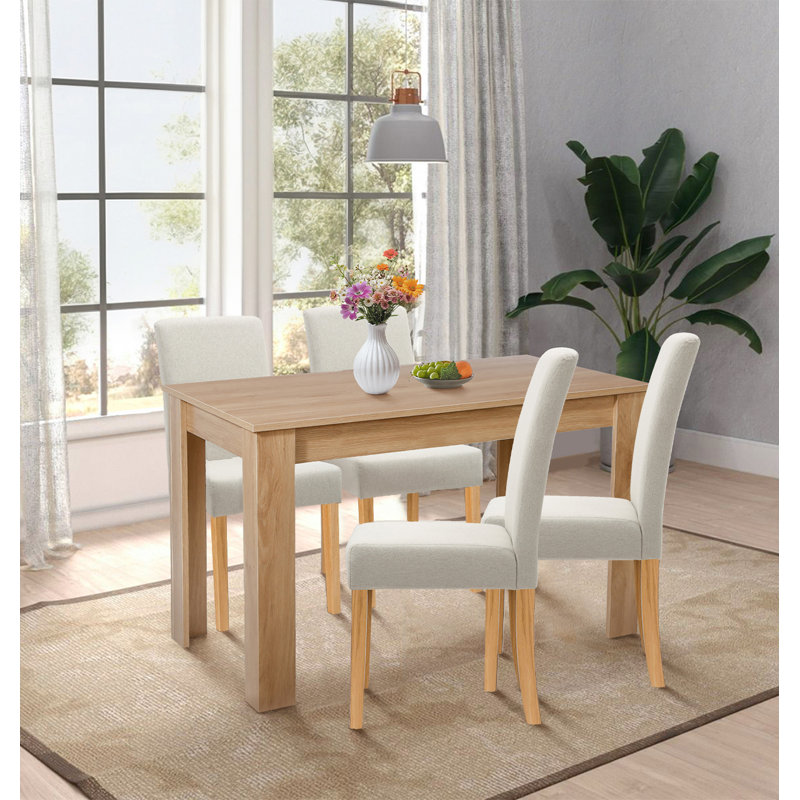 Ludden 4 - Person Dining Set, Beige, 75.5cm H x 120cm L x 70cm W