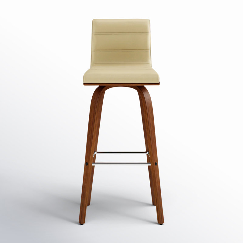 Tabouret de bar et de comptoir Biance, Noyer, Similicuir crème, Tabouret de bar (siège d'une hauteur de 30 po)