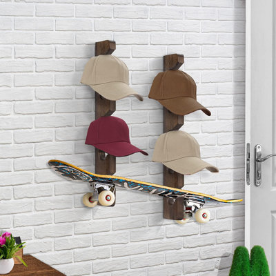 Support à chapeau pour organisateur de casquettes de baseball mural (paquet de 2), brun