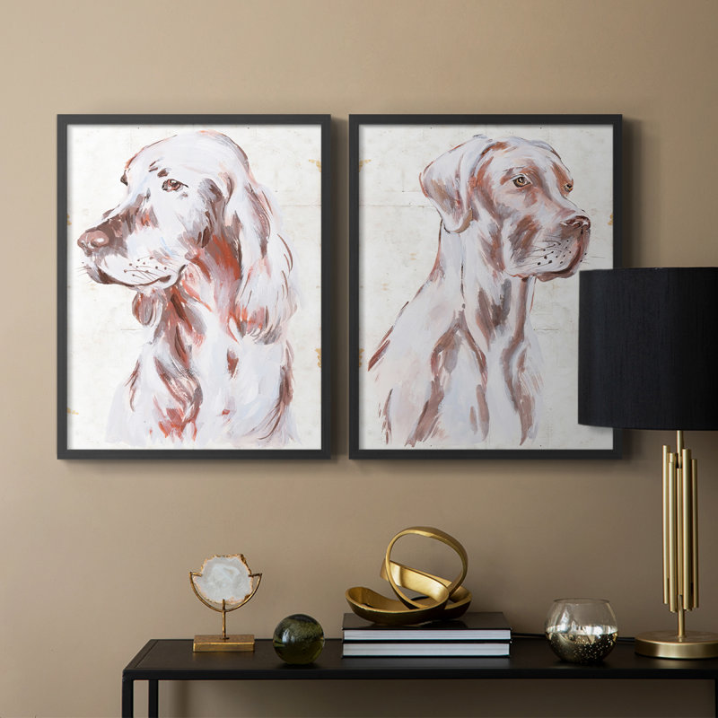 «Sitting Dog III», reproduction encadrée de qualité supérieure - prête à être accrochée - aucun clou requis - aucun clou requis
