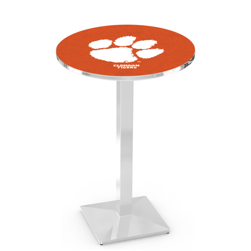 Round Metal Base Dining Table, Chrome, Clemson