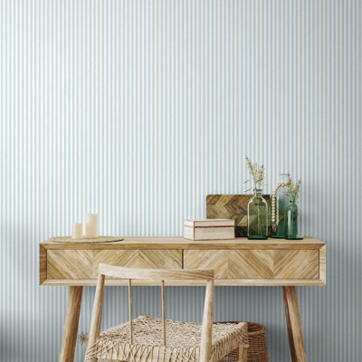 Slimline Stripe - Sky Blue & White